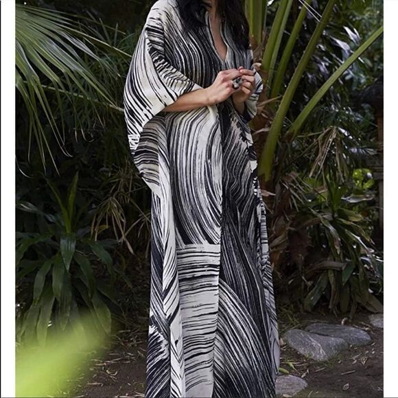 NEW Striped Kaftan Cover Up Dress - Picture 5 of 8